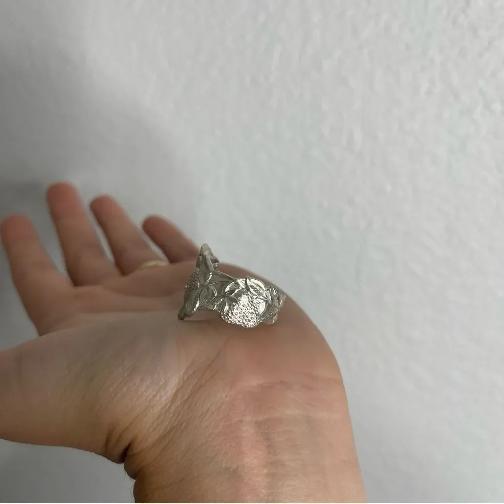 Sterling Silver‎ Strawberry Spoon Adjustable Statement Ring